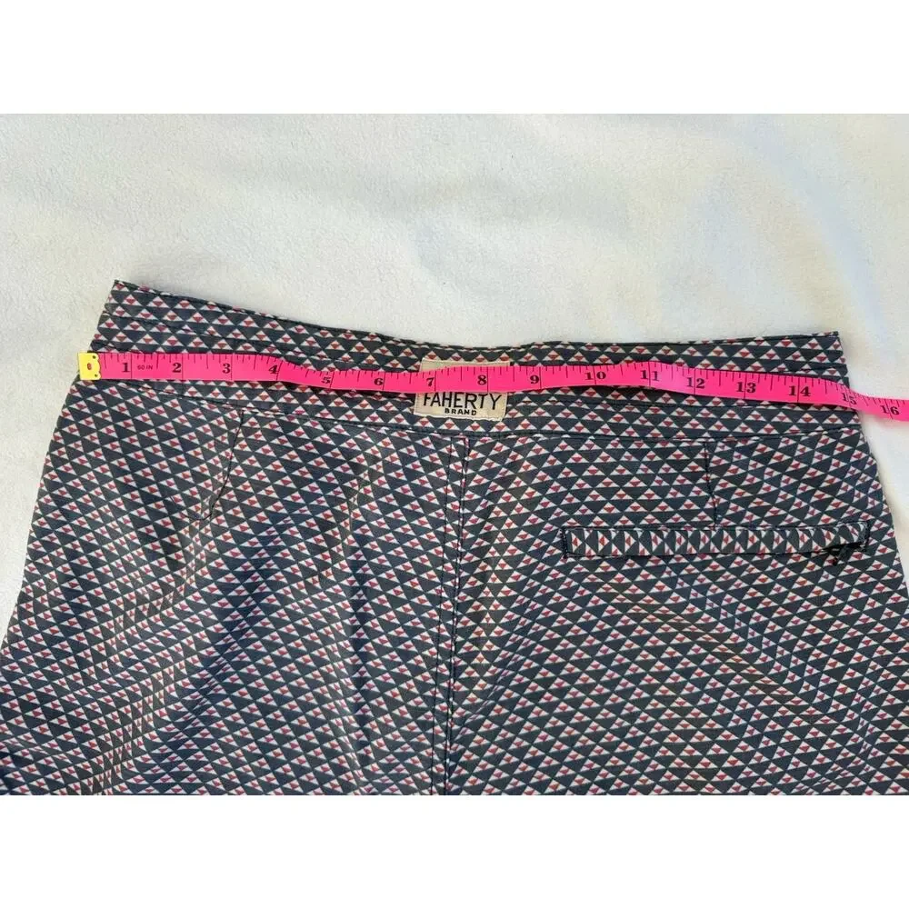 Faherty Men's Board Shorts Size 28 Blue/Red/White Geometric Drawstring HH1774